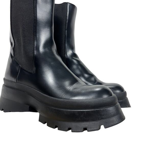 ZARA Platform Lug Sole Chelsea Boots Black Stretch Ankle Boot Size EUR 36 - Picture 3 of 12